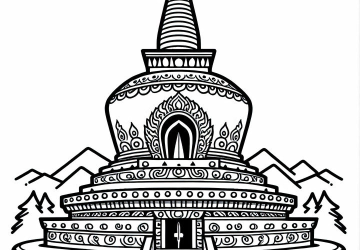 Шаблон ступы бесплатно для раскрашивания и скачивания