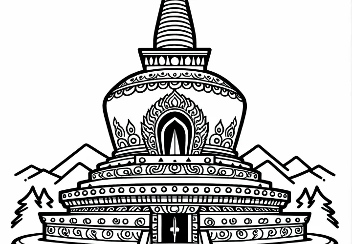 Шаблон ступы бесплатно для раскрашивания и скачивания