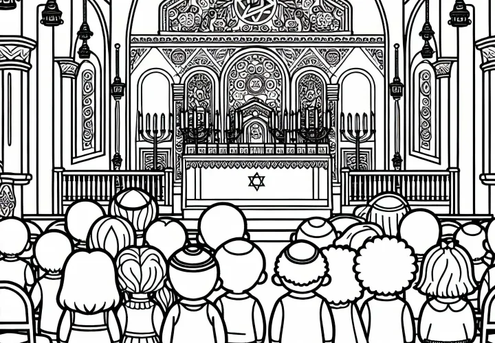 Children in Synagogue - Coloring Page Free