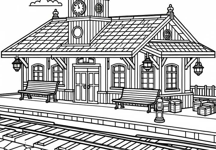 Train Station Coloring Page Free to Download