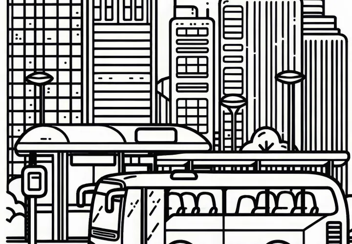 Bus station coloring page free download