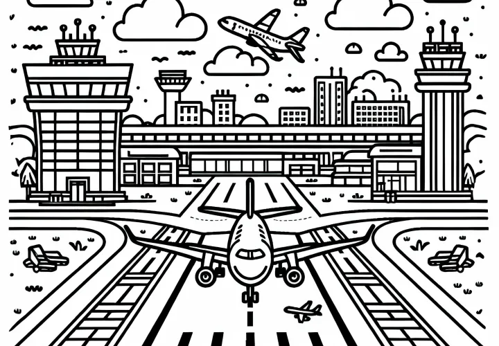 Airport Coloring Page Free Download and Color