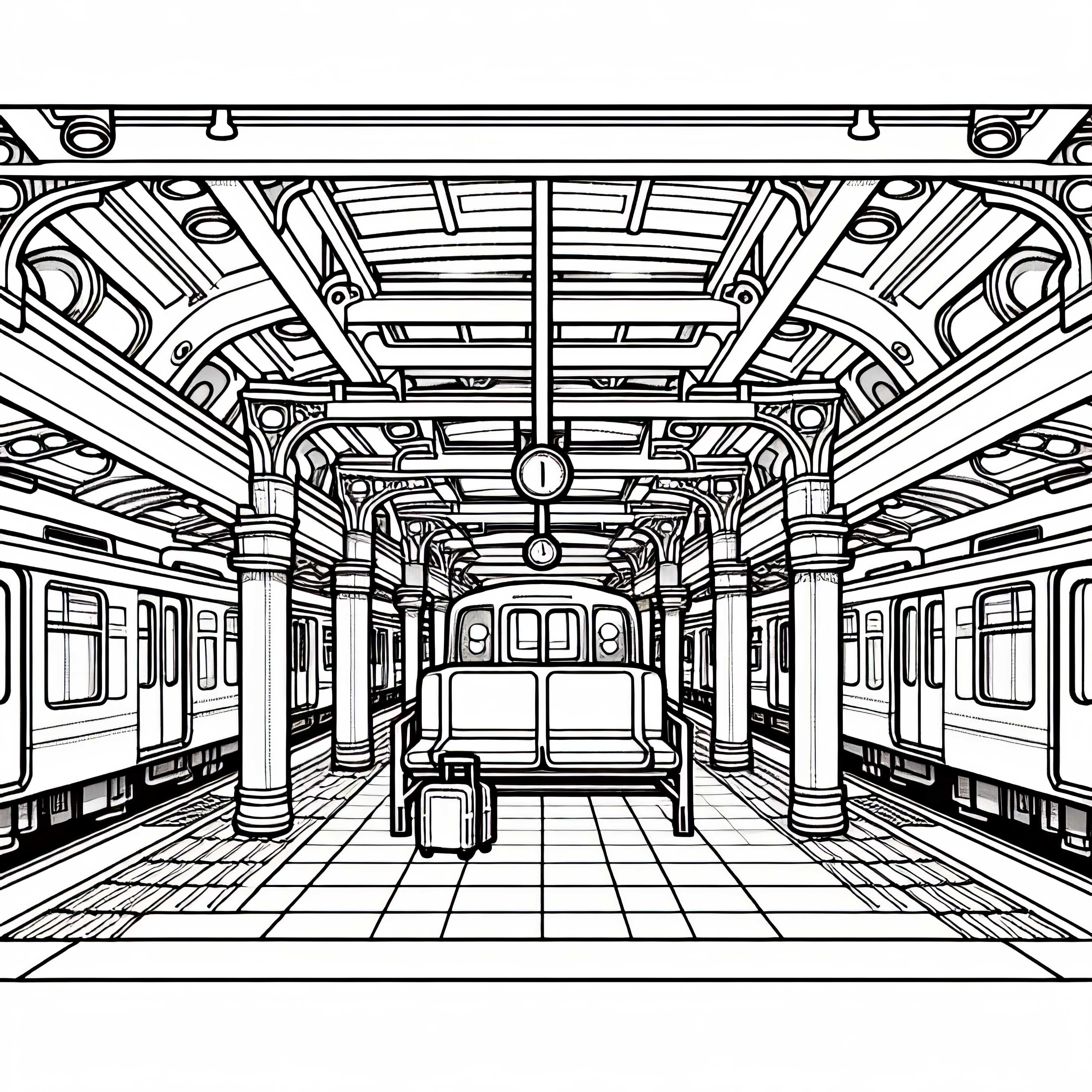 Free coloring page of a subway station