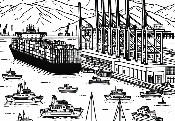 Harbor facility coloring page free to download