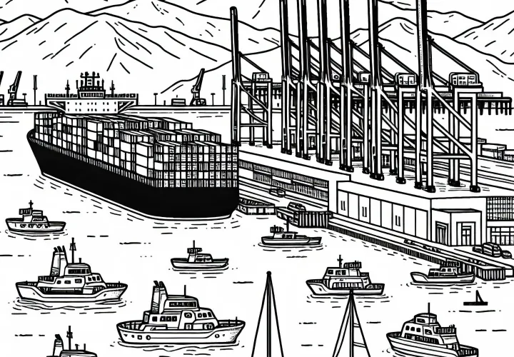 Harbor facility coloring page free to download