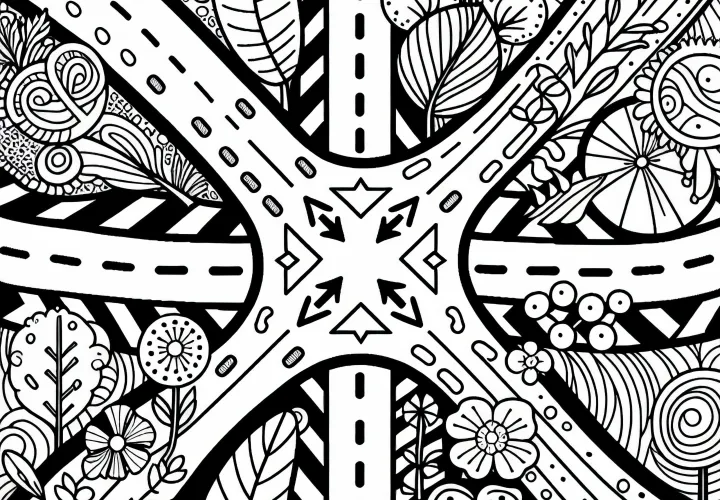 Free Download and Coloring of Intersection Coloring Template