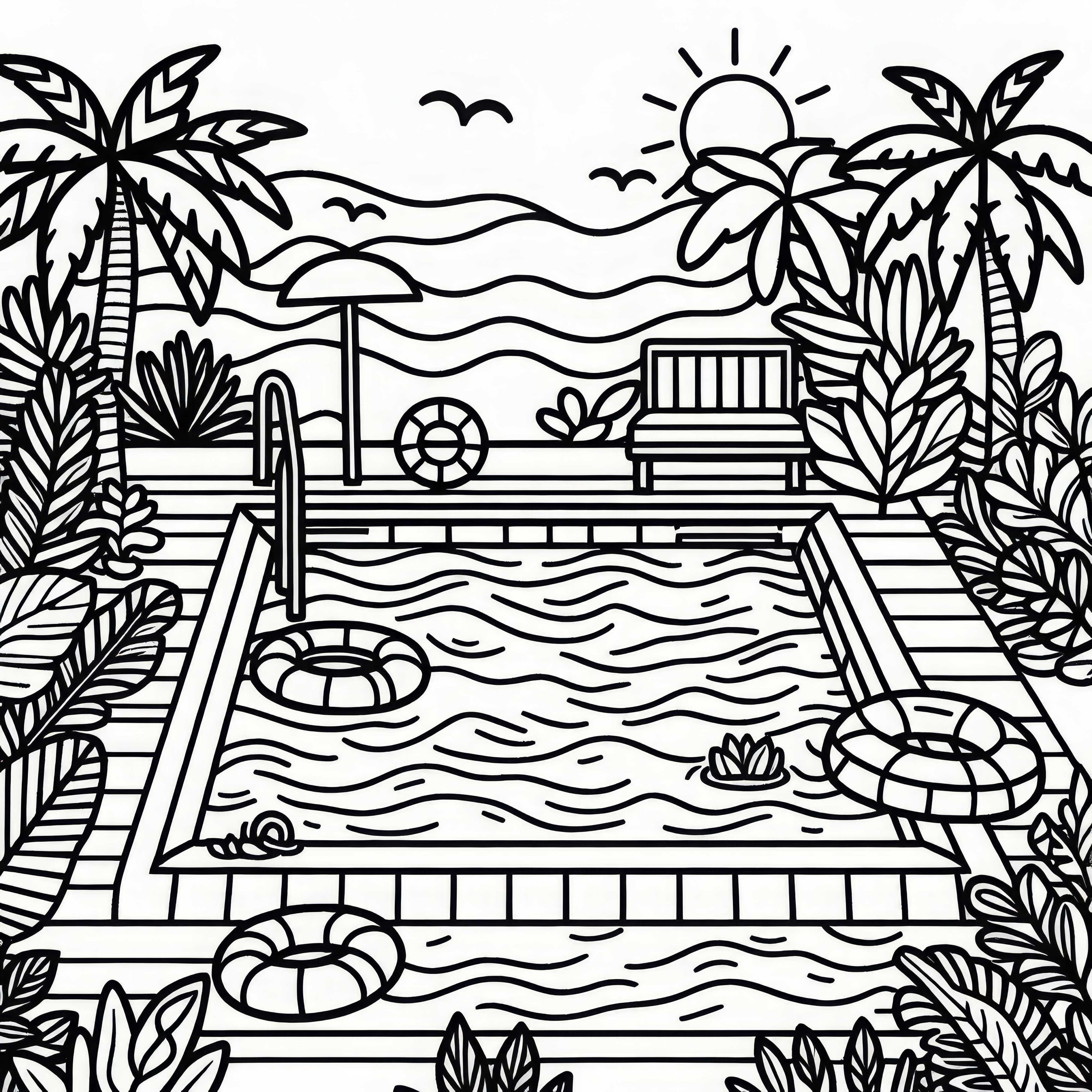Swimming Pool Coloring Page Free