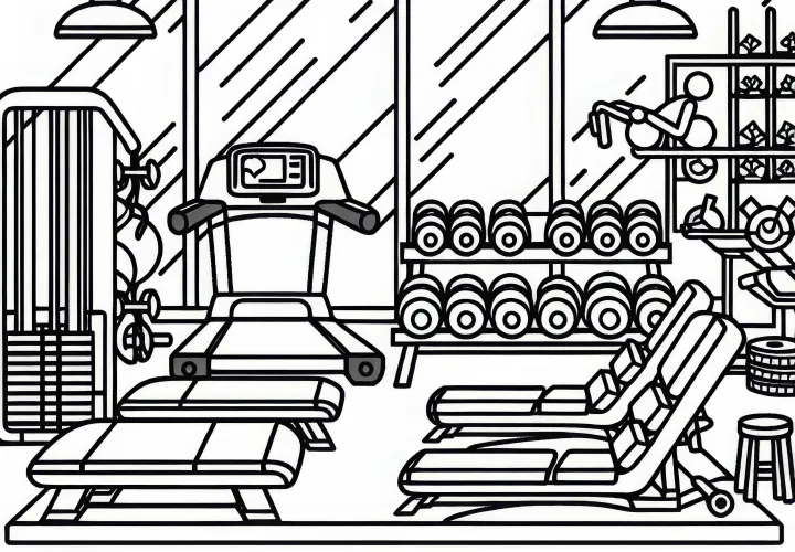 Free Gym Coloring Page to Color