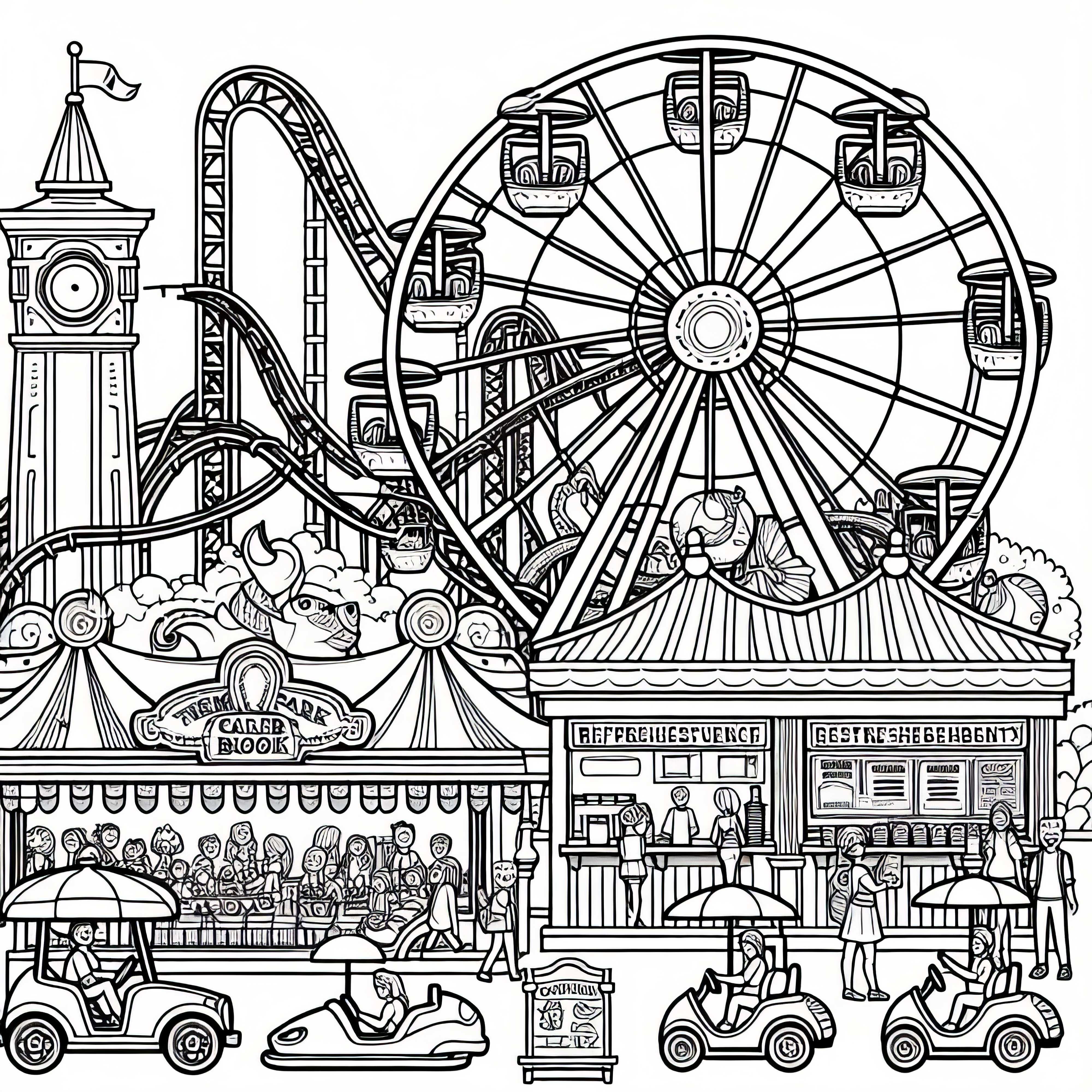 Download free amusement park coloring page and color online Download free amusement park coloring pages and color them online