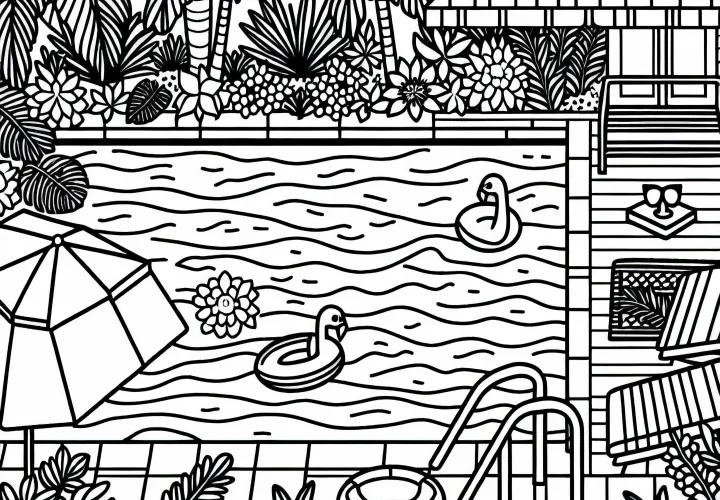 Pool Coloring Page Free