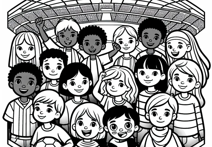 Children in the stadium coloring page Free