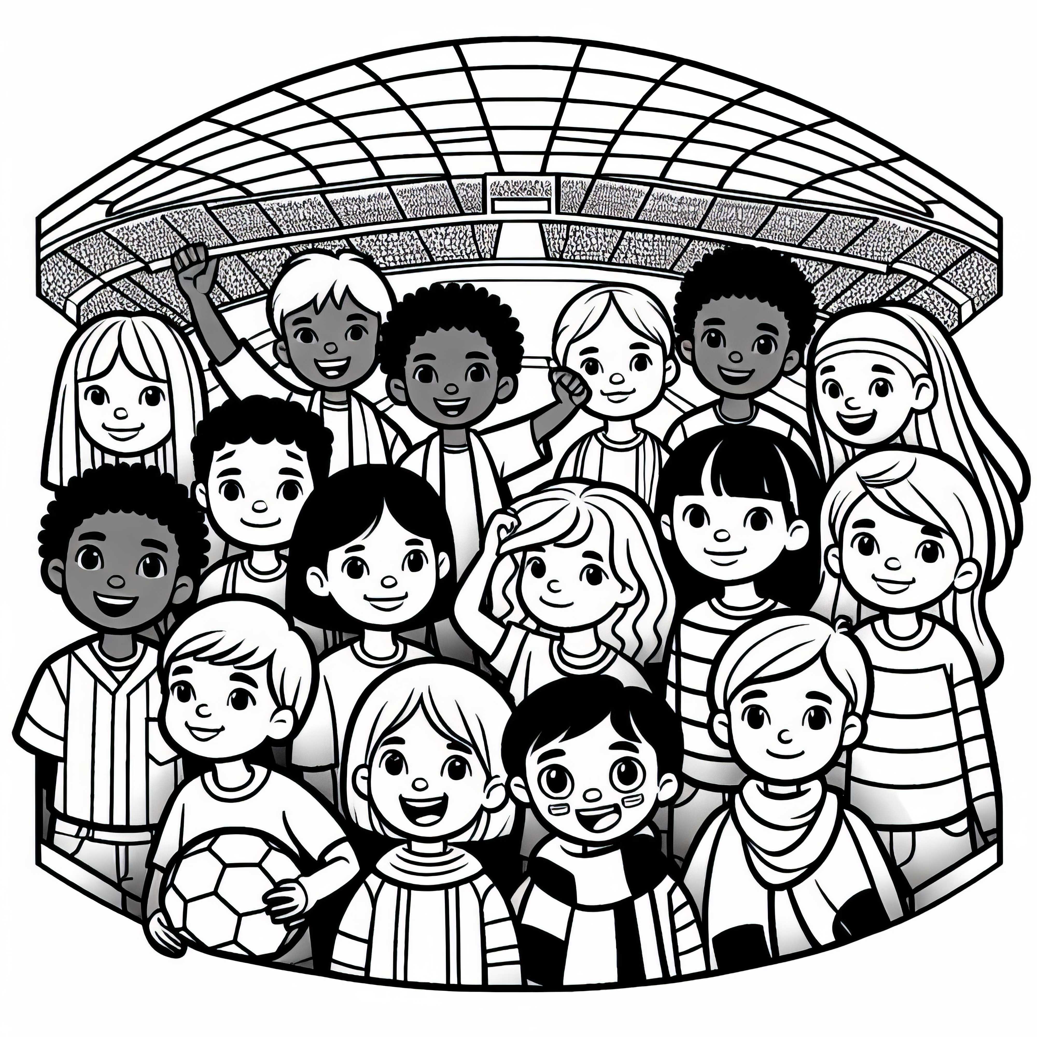 Children in the stadium coloring page free