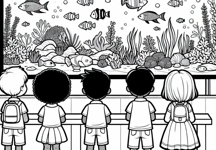 Coloring template for children: Aquarium Free