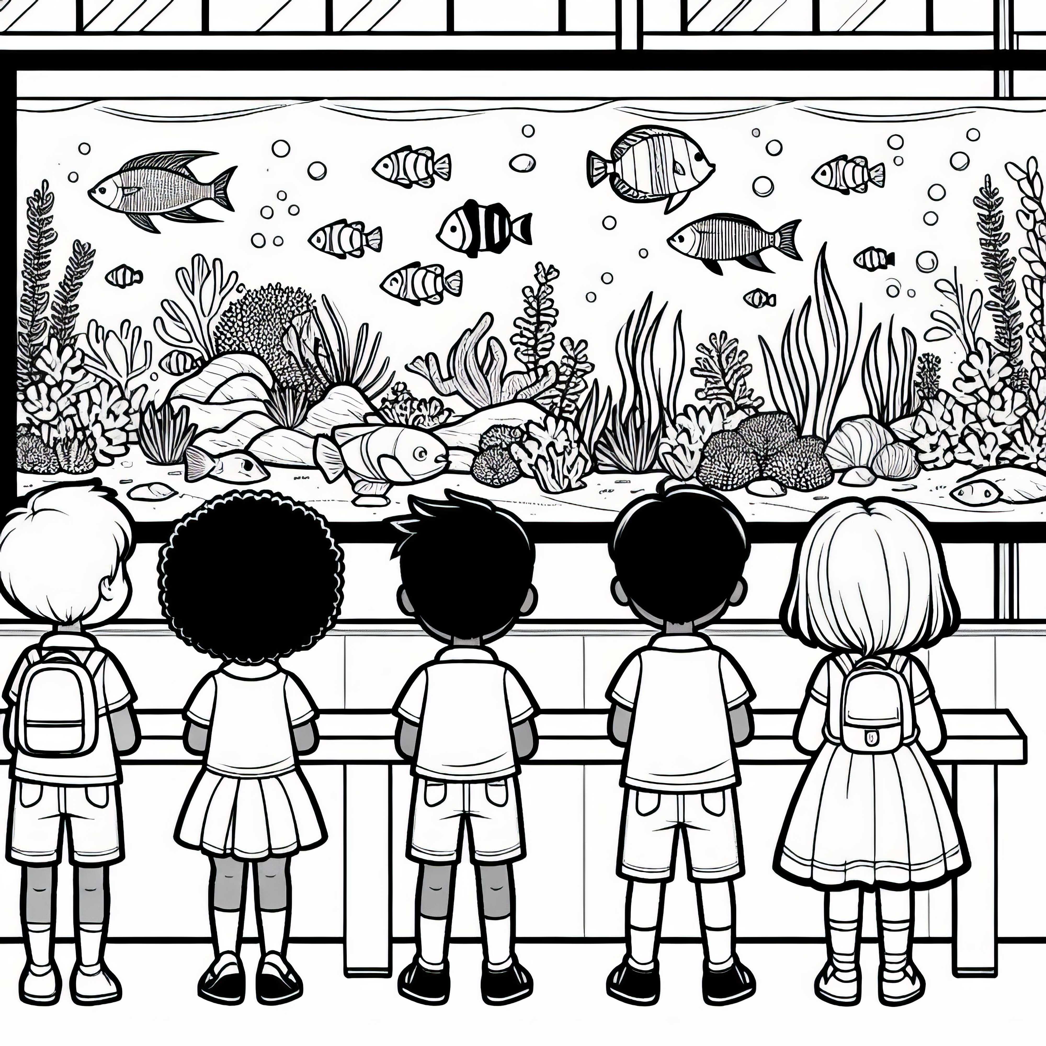 Coloring template for children: Aquarium Free Coloring template for children: Aquarium Free