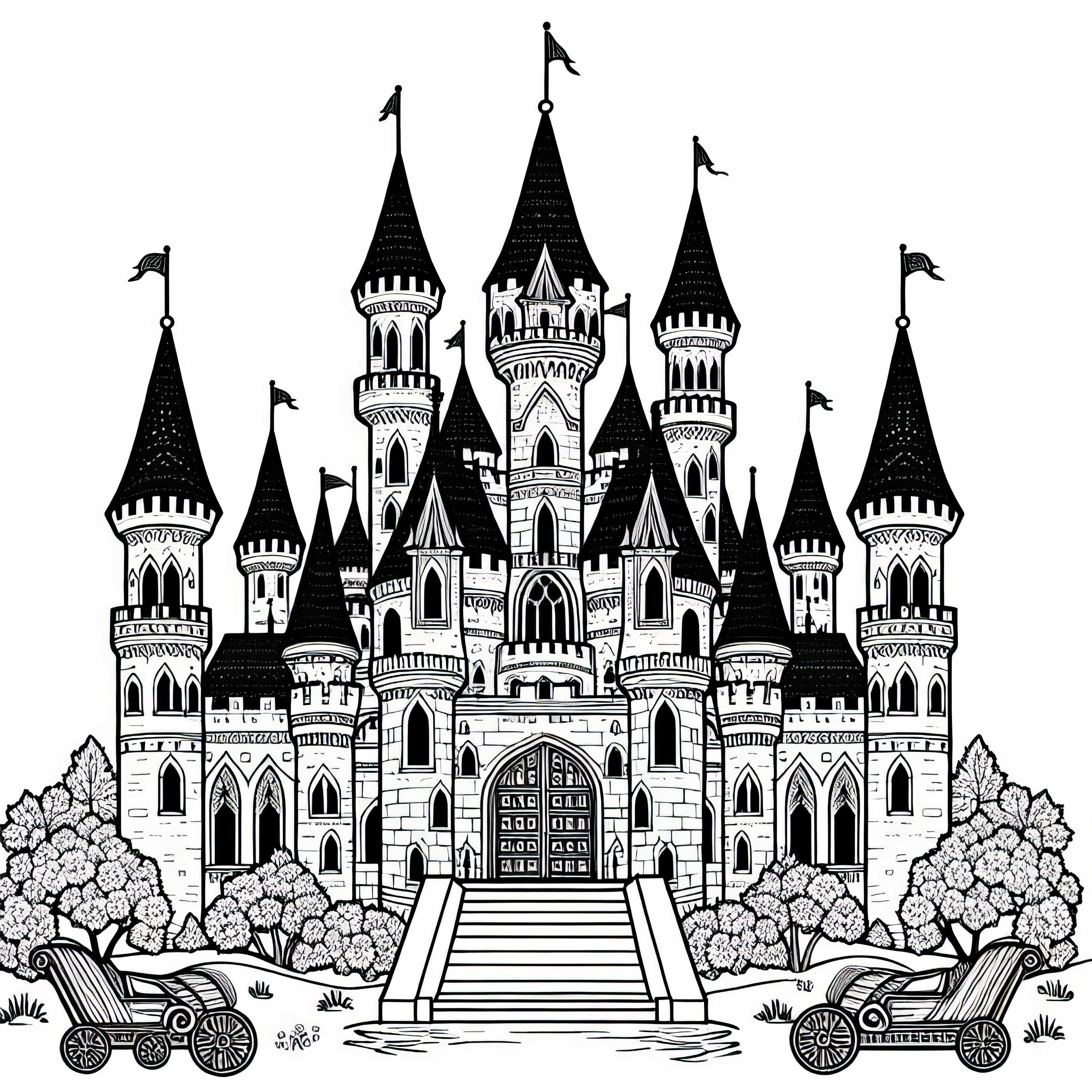 お城の塗り絵無料 - 創造力豊かな人のための無料塗り絵 お城の塗り絵無料 - 創造的な頭脳のための無料の塗り絵