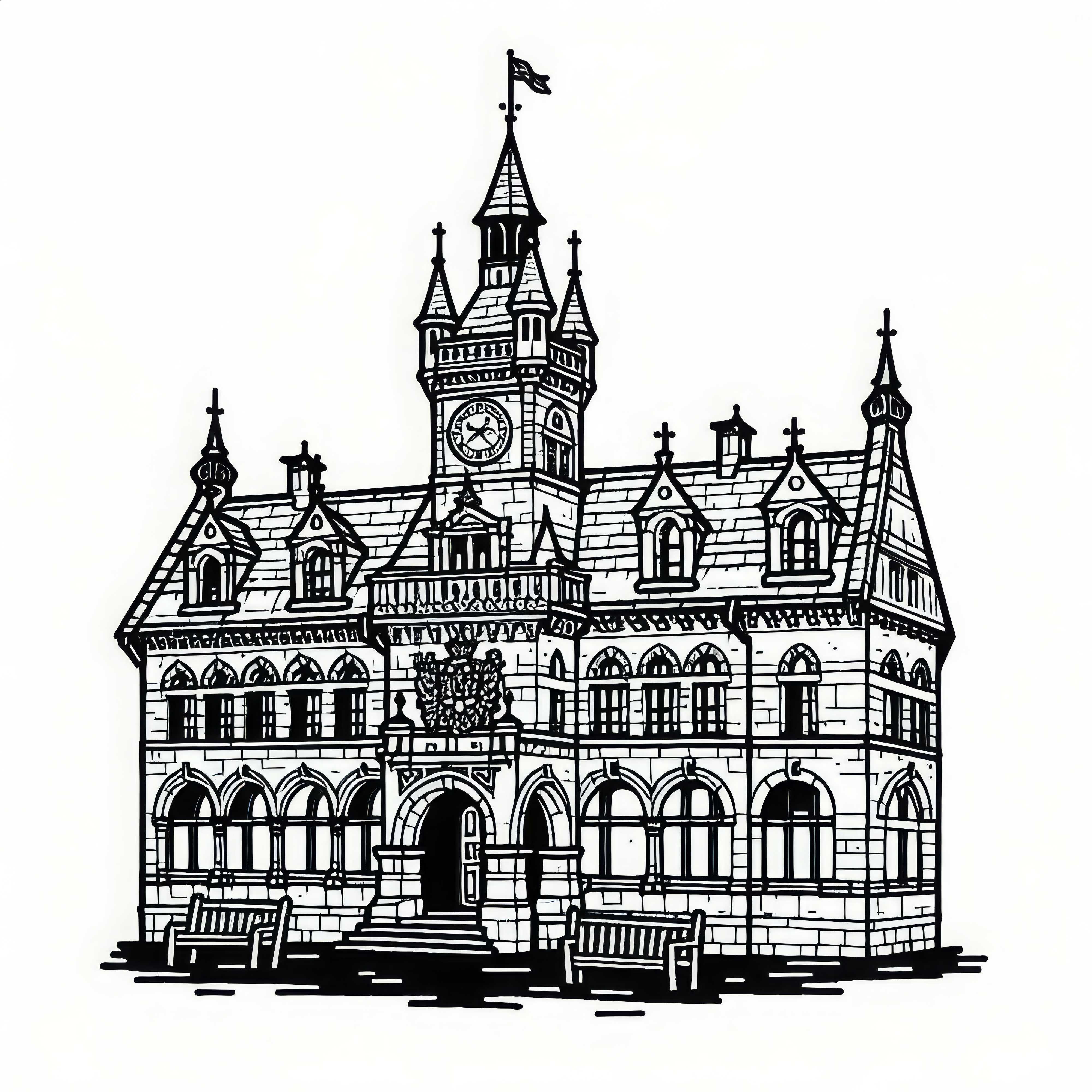 古い市庁舎 塗り絵 無料 無料の古い市庁舎ぬりえ