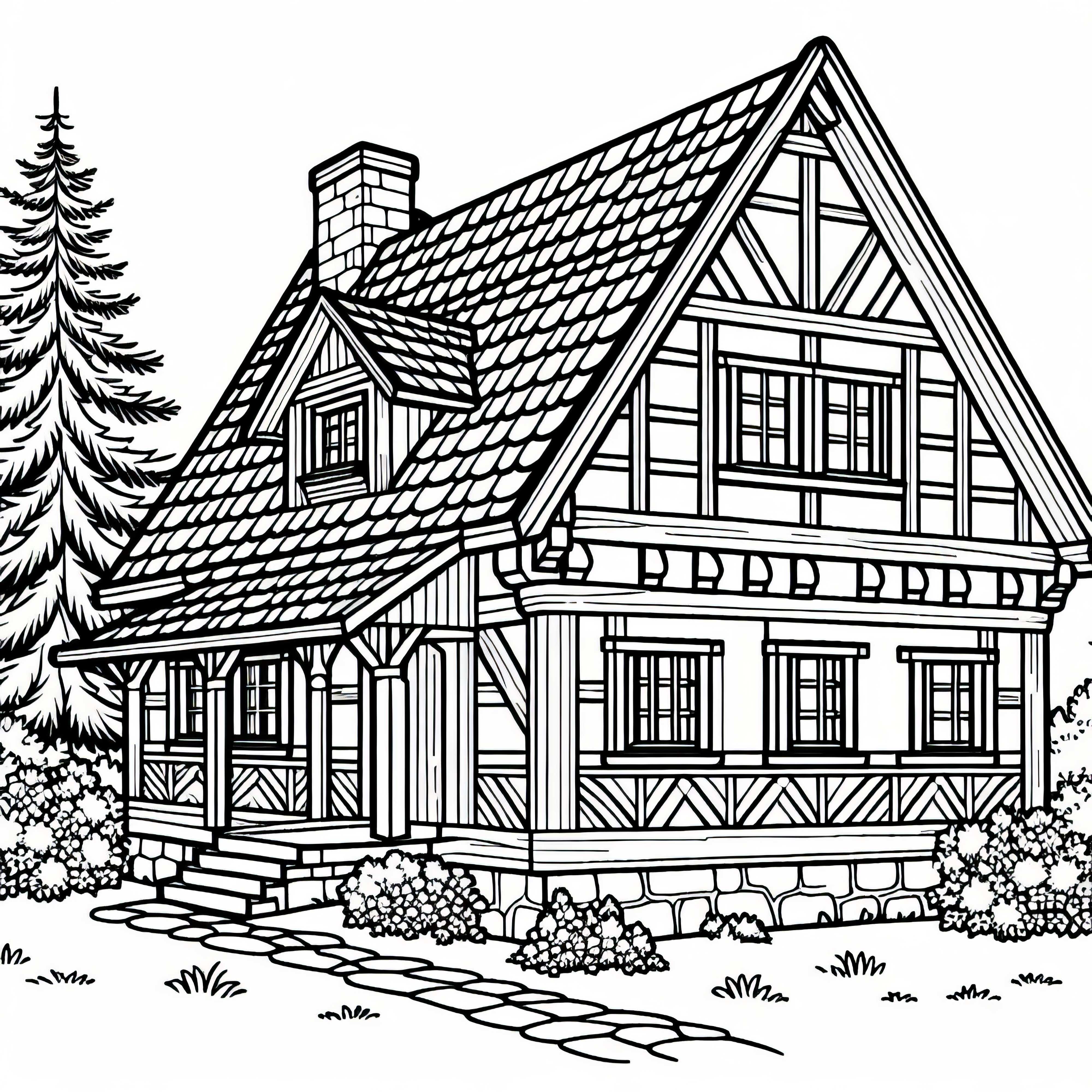 Half-timbered house coloring page free Half-timbered house coloring page free