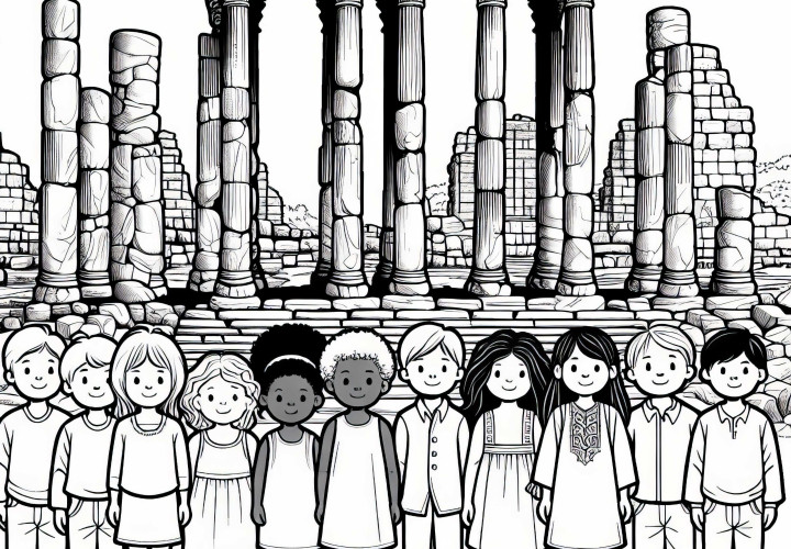 Děti před ruinou - zdarma ke stažení omalovánka