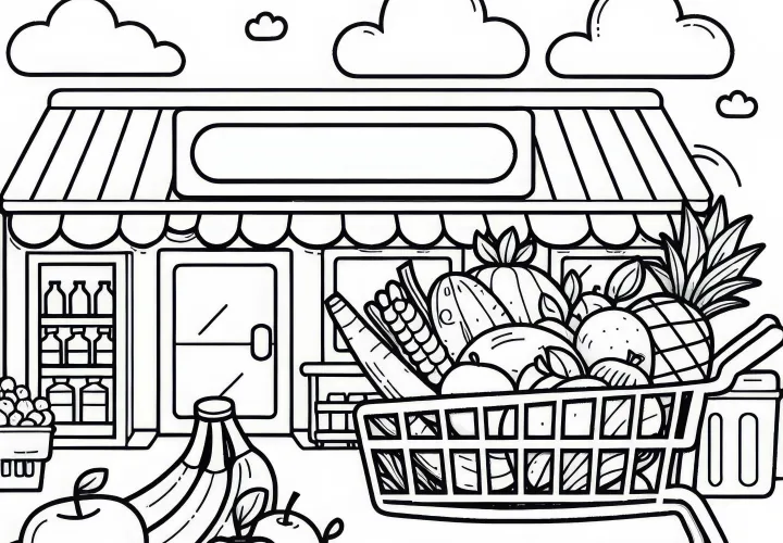 Image à colorier de supermarché gratuit