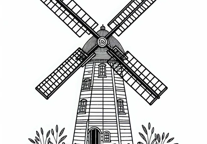 Gratuite fiche de coloriage de moulin
