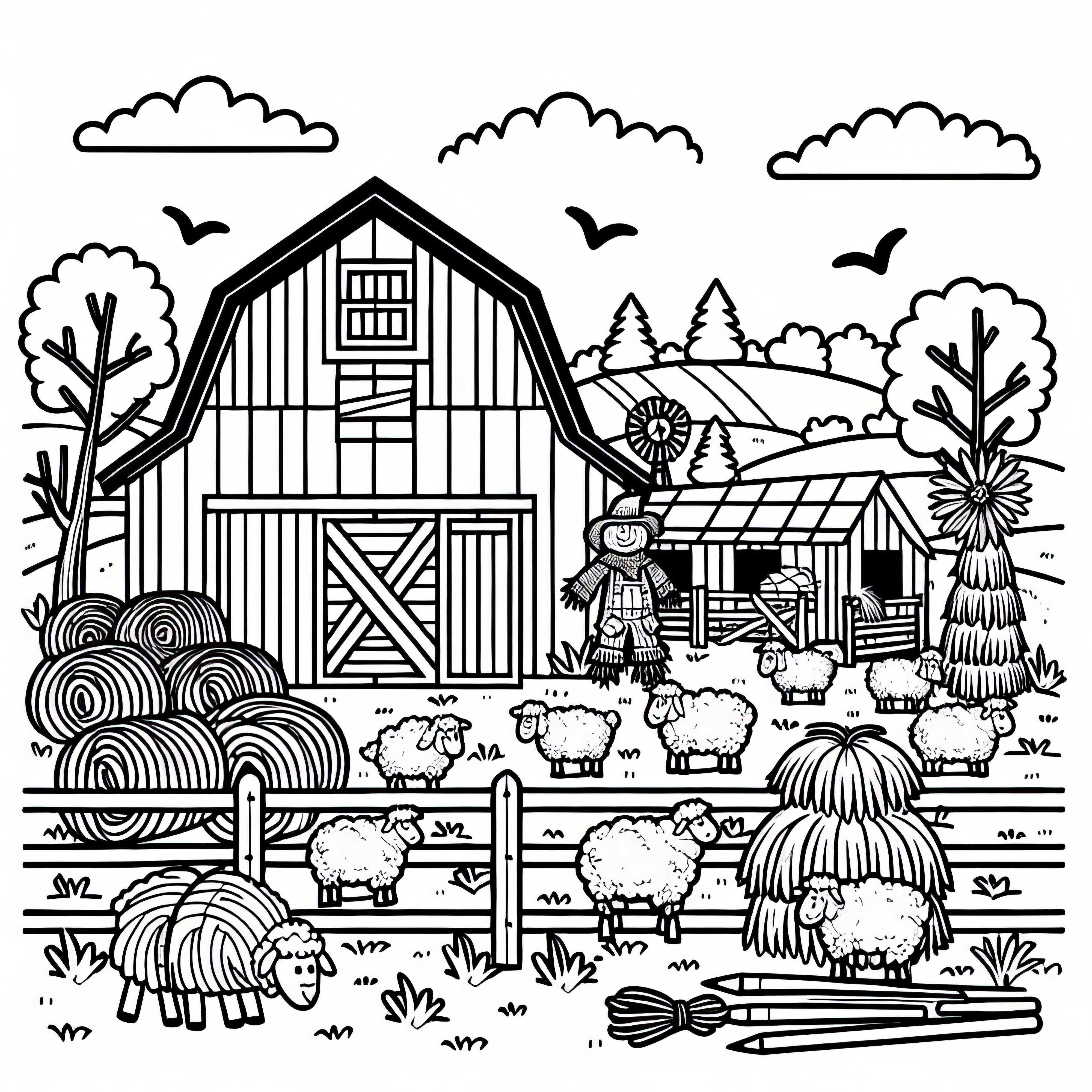 무료 농장 색칠하기: 창의력을 위한 색칠 그림