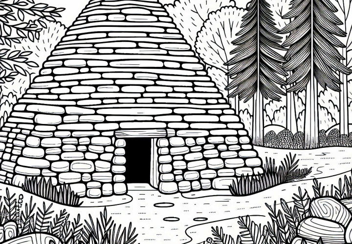 Gambar Mewarnai Rumah Bukit Tanah Gratis