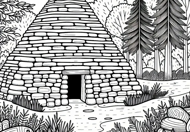 Maison en terre en couleur à imprimer gratuitement