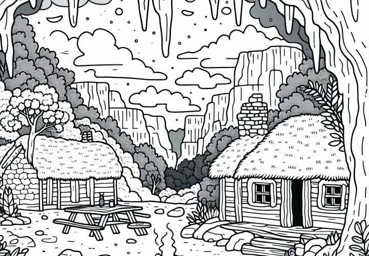 Template Mewarnai Gua Gratis