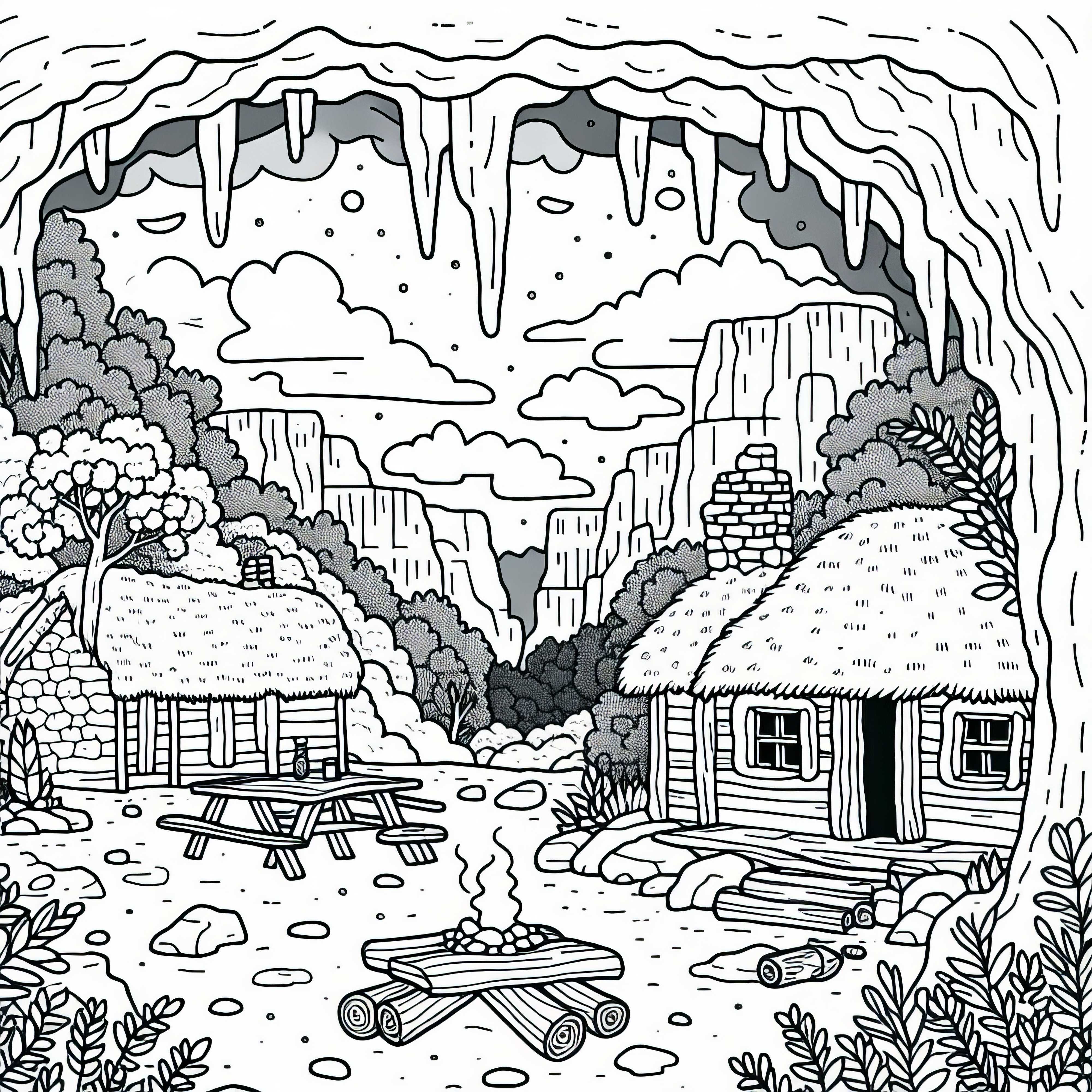 Templat Mewarnai Apartemen Gua Gratis Templat Mewarnai Gua Gratis