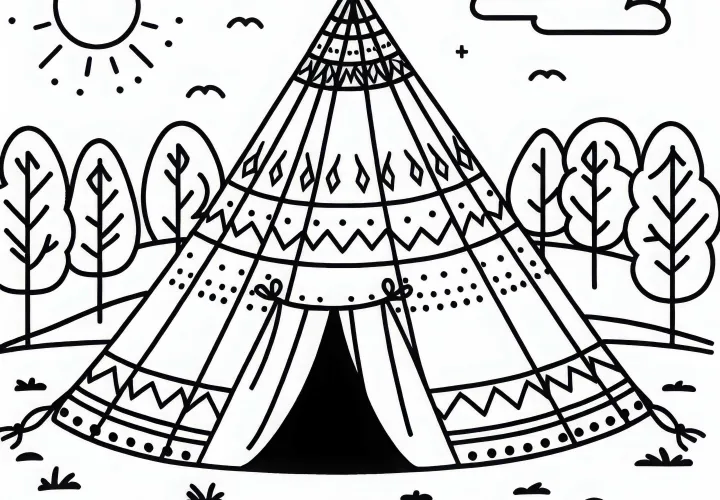 Image à colorier Tipi Modèle de coloriage Gratuit à télécharger