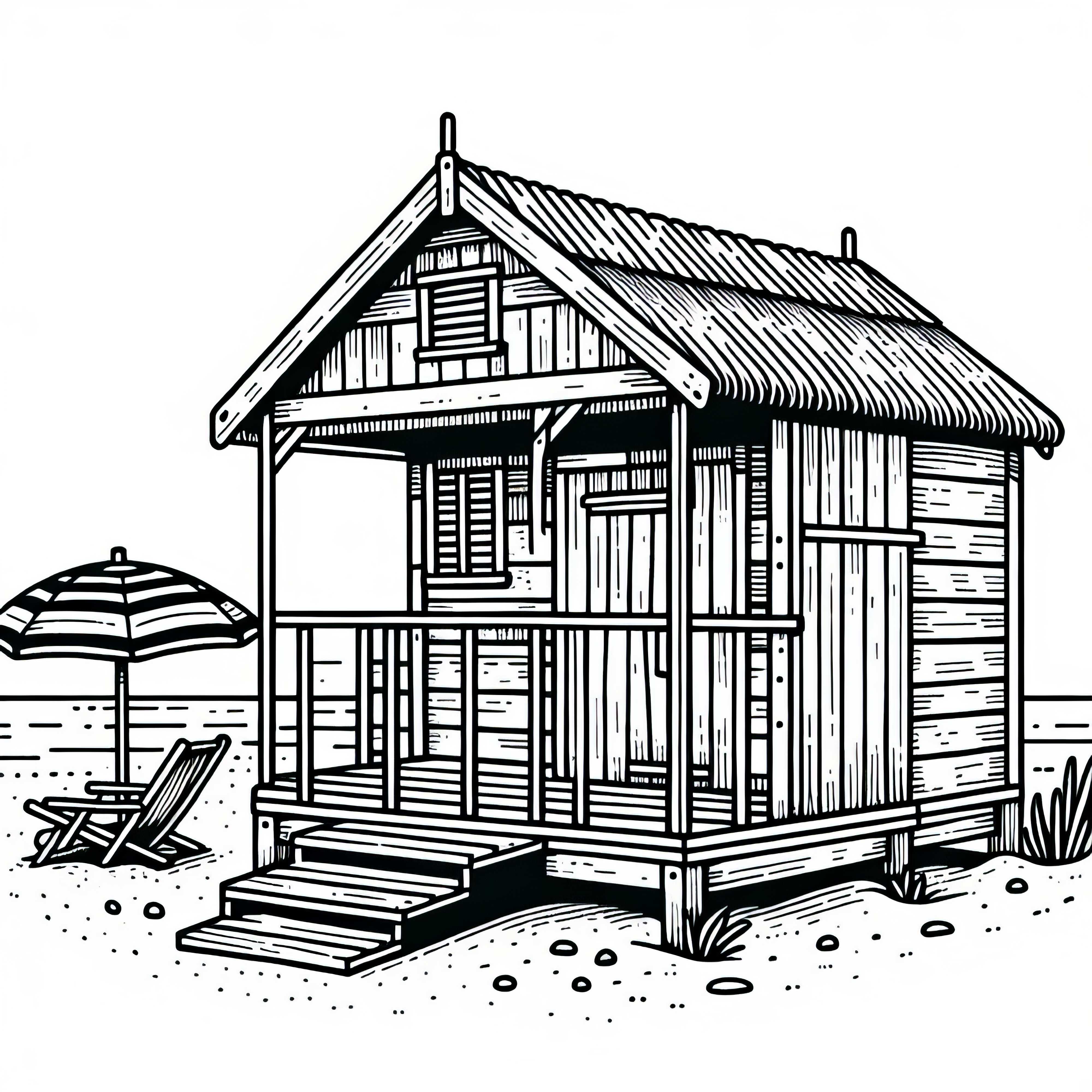 Gambar Kolor Strandhütte Gratis Gambar Mewarnai Kabin Pantai Gratis