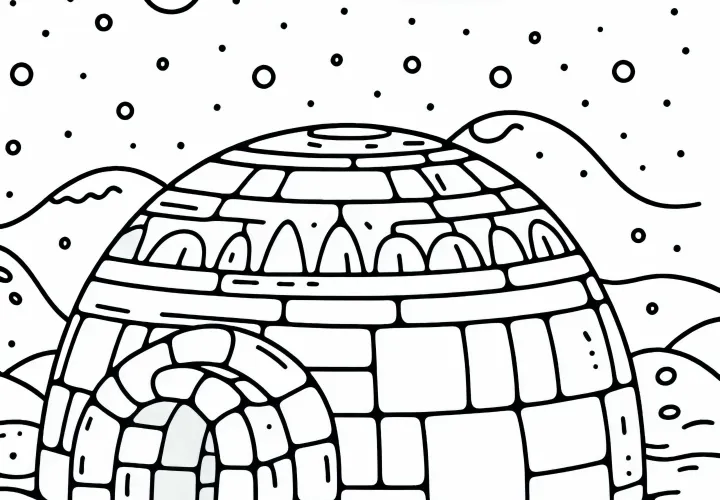 Modèle de coloriage igloo gratuit pour enfants