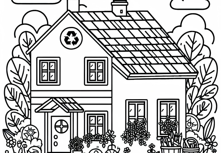 Gambar Mewarnai Rumah Ramah Lingkungan Gratis