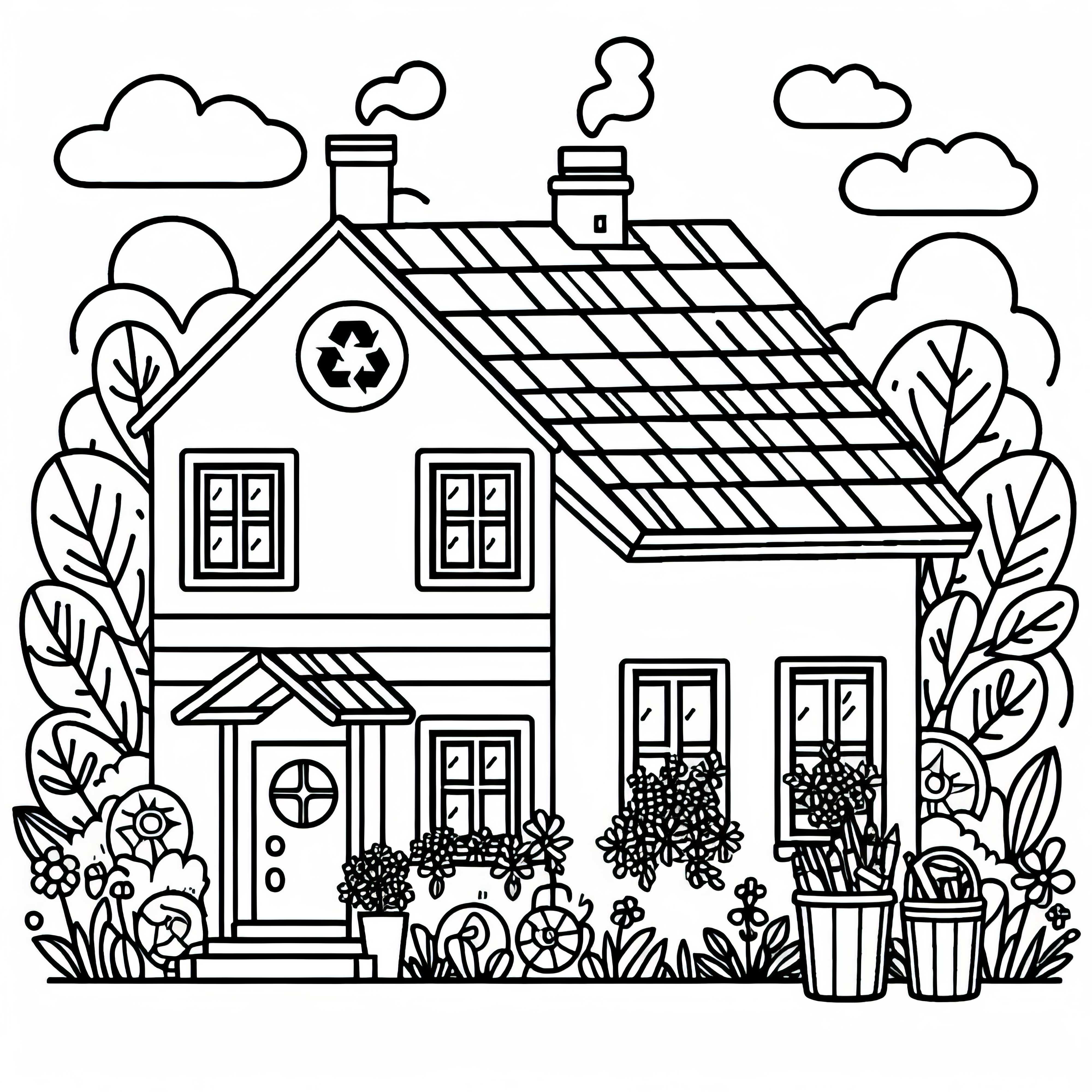 Gambar Mewarnai Rumah Ekologis Gratis Gambar Mewarnai Rumah Eco Gratis