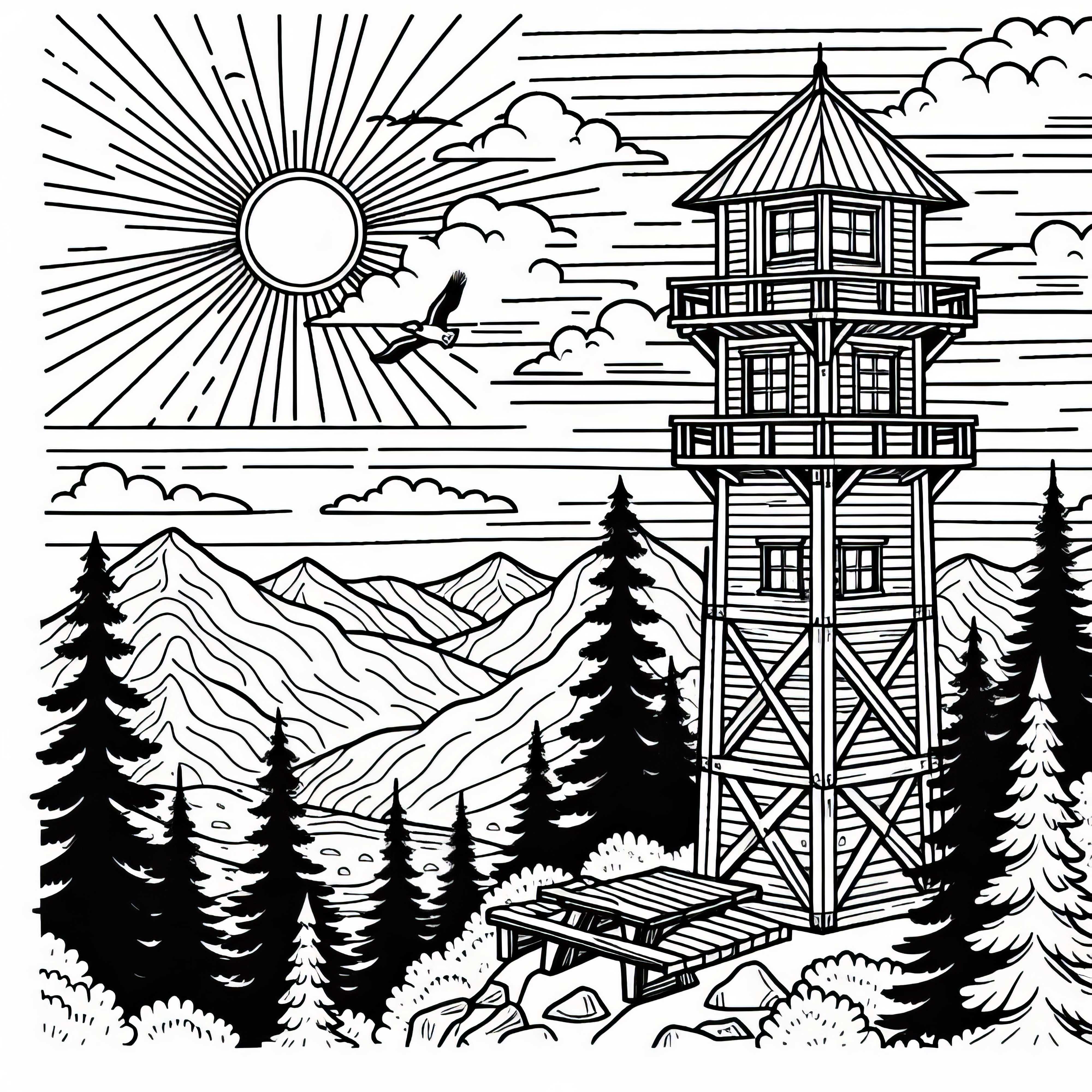 Imagem para colorir do torre de observação gratuita