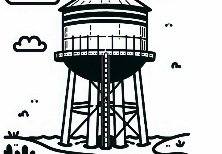 Desenho para colorir de torre de água grátis