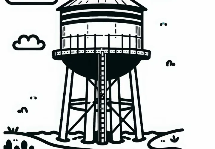 Раскраска водонапорной башни бесплатно