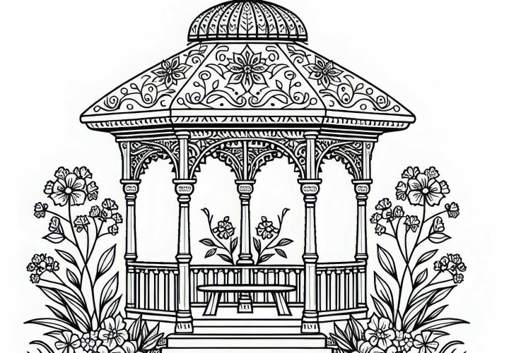 Pavilhão Modelo de Colorir Grátis – Desenho para Colorir Gratuito