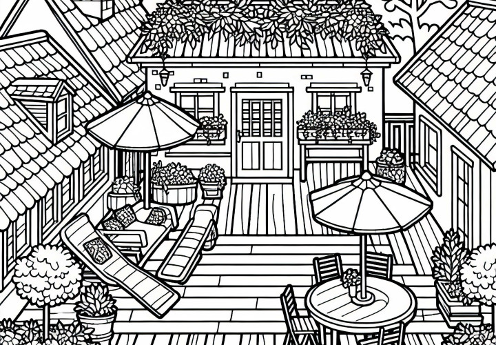 Desenho para colorir de terraço gratuito