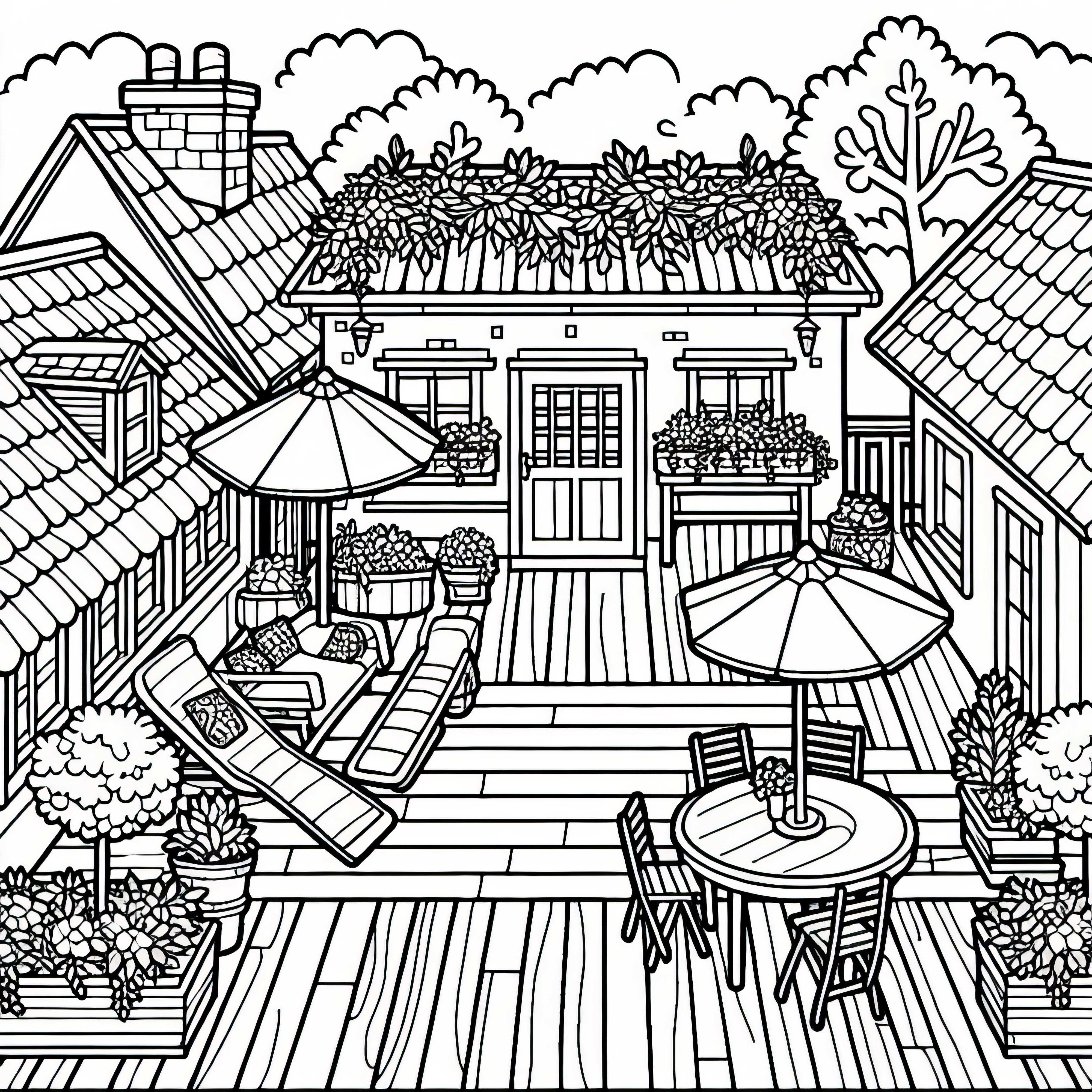 Desenho para colorir de terraço gratuito