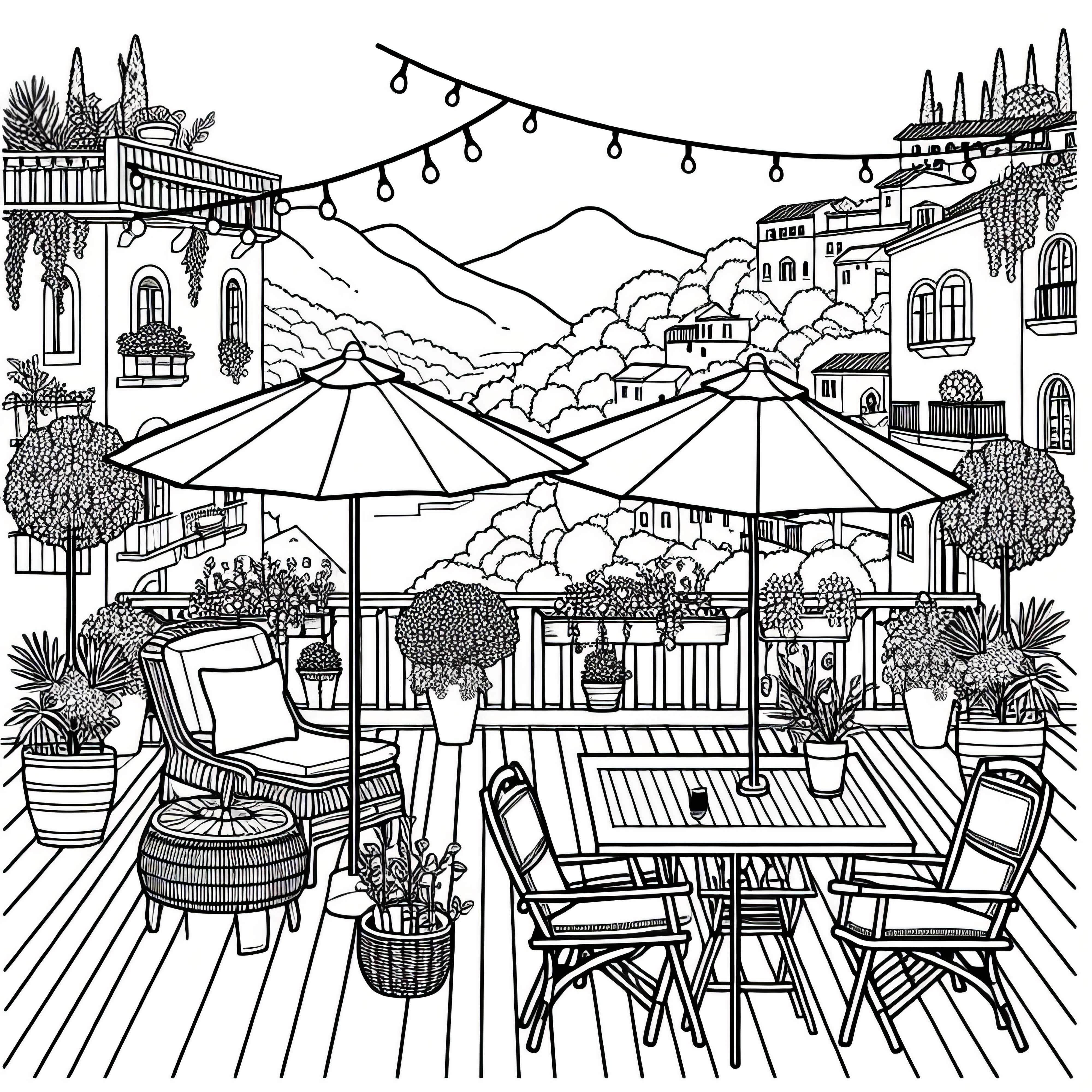 Desenho para colorir de terraço grátis Desenho para colorir de terraço grátis