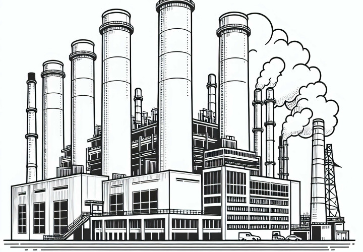 Image à colorier d'une centrale à gaz - Offre de téléchargement gratuite
