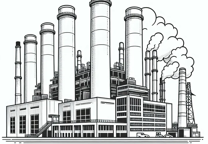 Рисунок для раскрашивания газовой электростанции - Бесплатное предложение для скачивания