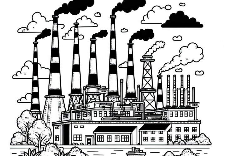 Image à colorier de centrale électrique à huile gratuite