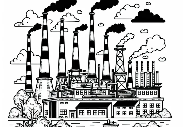 Бесплатная раскраска нефтяной электростанции