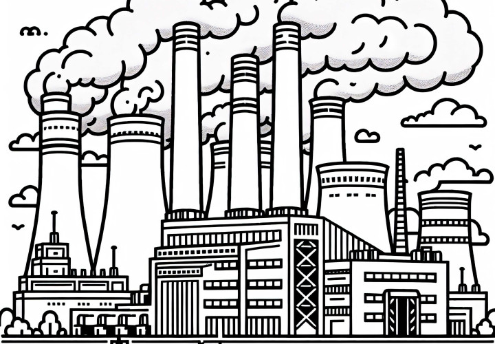 Coloriage de centrale à charbon gratuit à télécharger