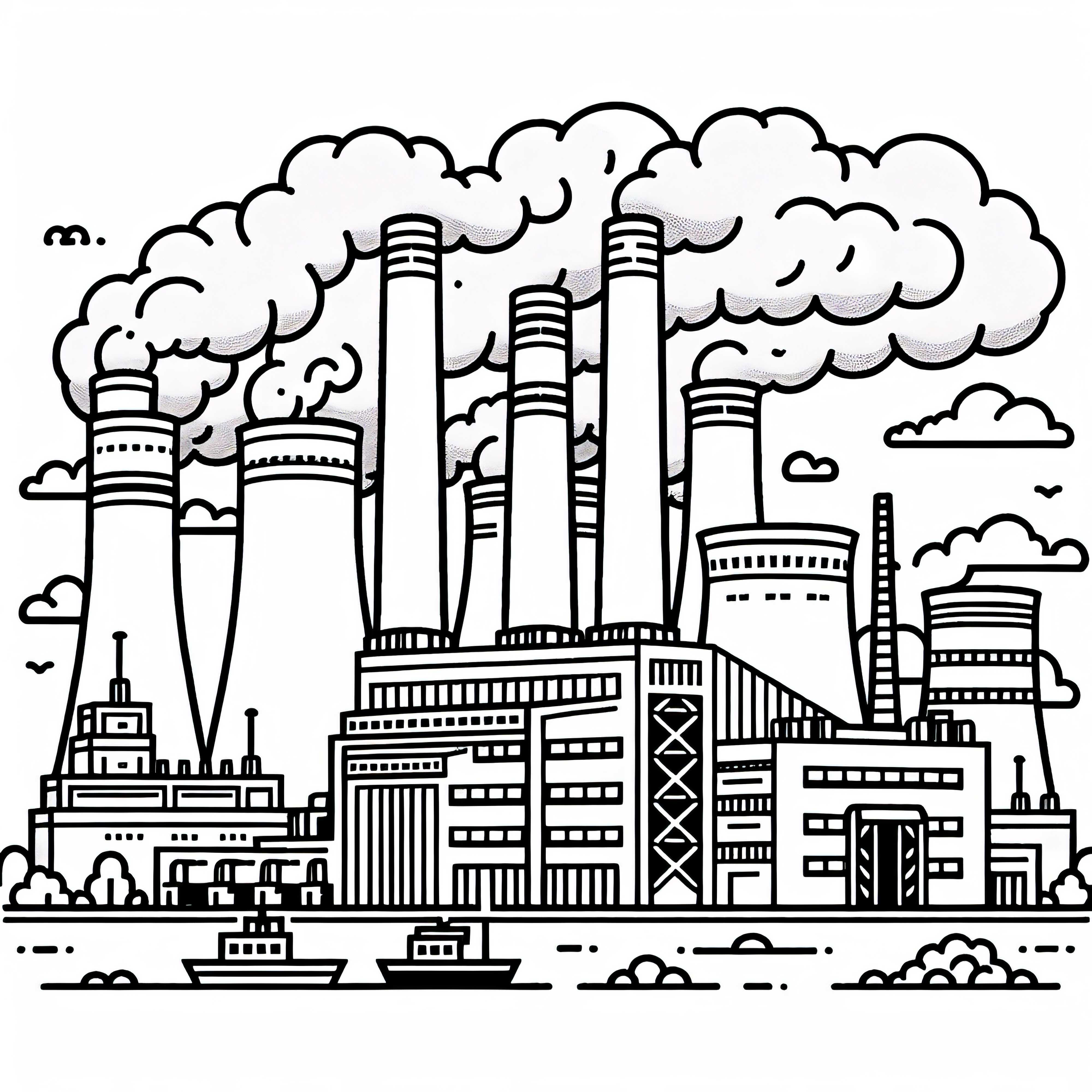 Modèle de coloriage de centrale à charbon gratuit à télécharger Modèle de dessin de centrale à charbon à télécharger gratuitement