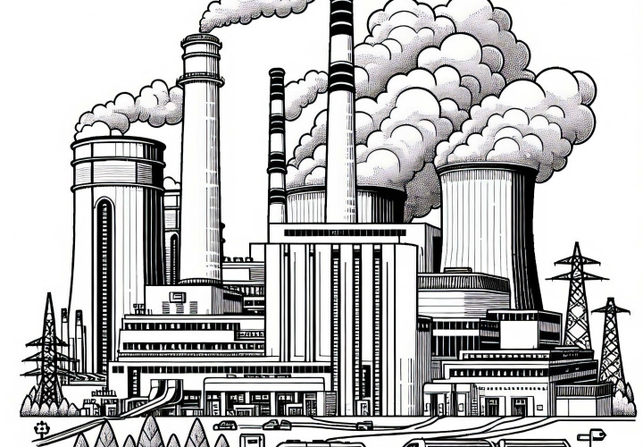 Modèle de centrale thermique à colorier et téléchargement gratuit
