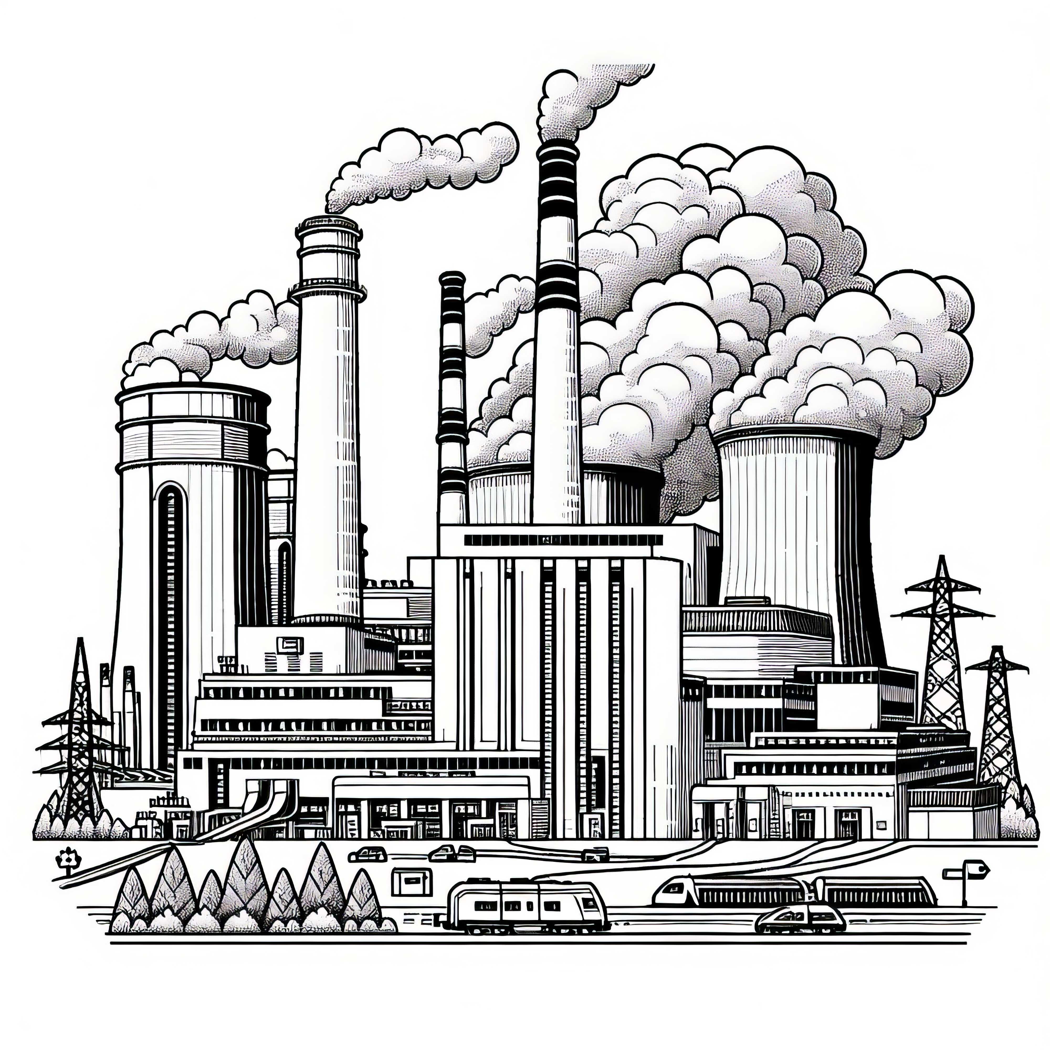 Modèle de centrale thermique à colorier et téléchargement gratuit Modèle à colorier de centrale thermique à imprimer et téléchargement gratuit