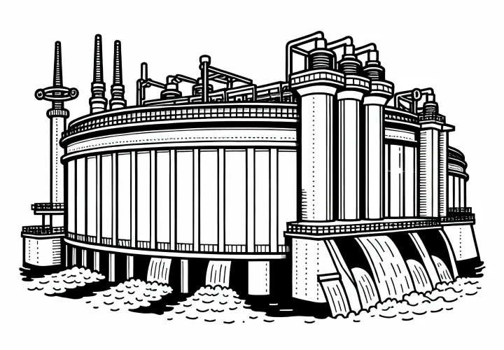 Бесплатная раскраска гидроаккумуляторной электростанции